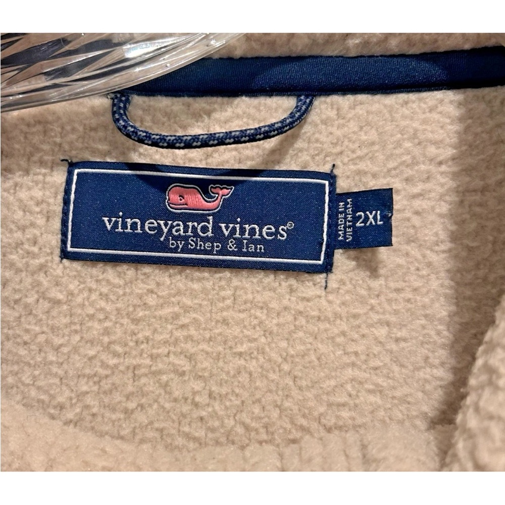 Vineyard Vines 1/2 Zip Men's Size 2XL Beige Stillwater High Pile Sherpa Pullover - Picture 4 of 5